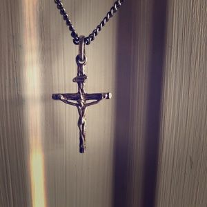 Sterling crucifix cross stainless steel chain